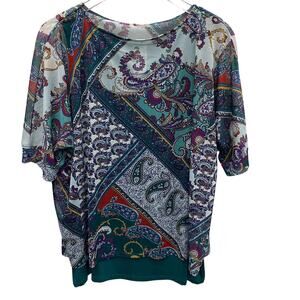 Chico’s Paisley Print Overlay Top Size Medium
